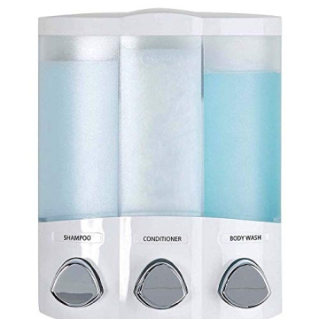 Better Living Products, White 76354 Euro Series TRIO 3-Chamber Soap and Shower Dispenser