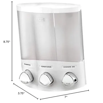 Better Living Products, White 76354 Euro Series TRIO 3-Chamber Soap and Shower Dispenser