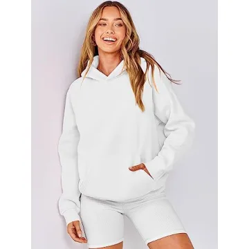 ANRABESS Women Hoodies Oversized Fleece Long Sleeve Comfy Casual Basic Pullover Sweatshirts 2024 Fall Outfits Sweater White Small