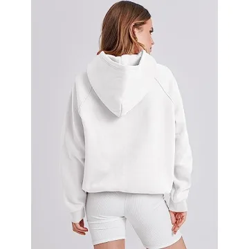 ANRABESS Women Hoodies Oversized Fleece Long Sleeve Comfy Casual Basic Pullover Sweatshirts 2024 Fall Outfits Sweater White Small