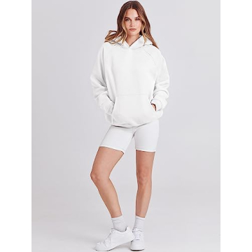 ANRABESS Women Hoodies Oversized Fleece Long Sleeve Comfy Casual Basic Pullover Sweatshirts 2024 Fall Outfits Sweater White Small