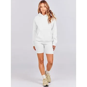 ANRABESS Women Hoodies Oversized Fleece Long Sleeve Comfy Casual Basic Pullover Sweatshirts 2024 Fall Outfits Sweater White Small