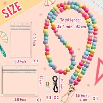 H1vojoxo Fashion Wooden Beaded Lanyard - 5PCS Lanyards for Id Badges and Keys for Women Teacher Colo...