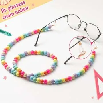 H1vojoxo Fashion Wooden Beaded Lanyard - 5PCS Lanyards for Id Badges and Keys for Women Teacher Colorful Beaded Lanyards Personalized Teacher Id Badge Holder with Lanyard Wooden Bead Breakaway Lanyard