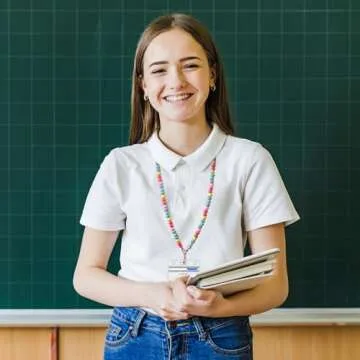 H1vojoxo Fashion Wooden Beaded Lanyard - 5PCS Lanyards for Id Badges and Keys for Women Teacher Colorful Beaded Lanyards Personalized Teacher Id Badge Holder with Lanyard Wooden Bead Breakaway Lanyard