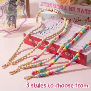 H1vojoxo Fashion Wooden Beaded Lanyard - 5PCS Lanyards for Id Badges and Keys for Women Teacher Colorful Beaded Lanyards Personalized Teacher Id Badge Holder with Lanyard Wooden Bead Breakaway Lanyard