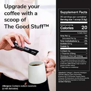 For Wellness The Good Stuff™ Performance Blend (30 Travel Packets), Non-Dairy Coffee Supplement wi...