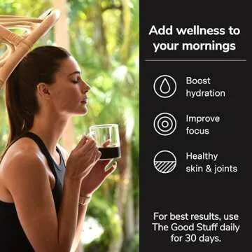 For Wellness The Good Stuff™ Performance Blend (30 Travel Packets), Non-Dairy Coffee Supplement with Collagen, L-Theanine and Himalayan Pink Salt – Improves Focus and Increases Energy