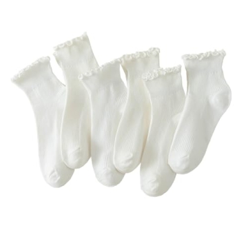 Hstyle Ruffle Socks Women - Cute Ruffle Turn-Cuff Ankle Socks