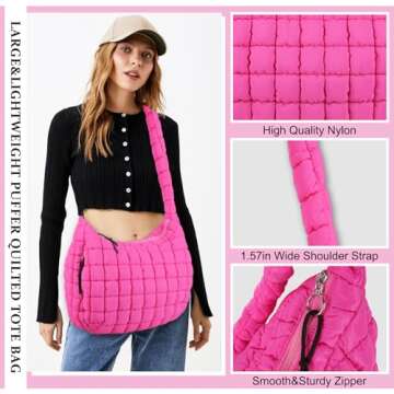 Quilted Puffer Tote Bag for Women - Stylish and Spacious
