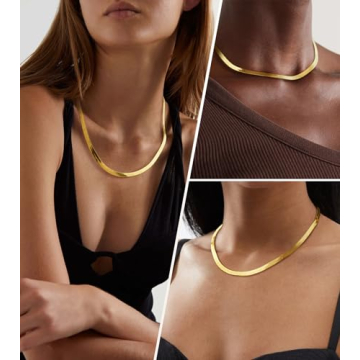 Wowshow Elegant Gold Plated Herringbone Necklace for Women