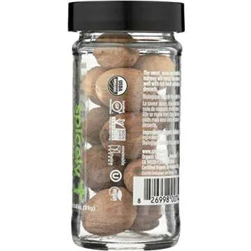 Spicely Organics USDA Certified Organic Nutmeg Whole, No Artificial Colors or Preservatives, Zero Sugar, Vegan Friendly, Kosher, Gluten Free & Non-GMO, 1.4 Ounce (Pack of 3)
