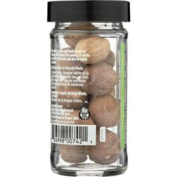 Spicely Organics USDA Certified Organic Nutmeg Whole, No Artificial Colors or Preservatives, Zero Sugar, Vegan Friendly, Kosher, Gluten Free & Non-GMO, 1.4 Ounce (Pack of 3)