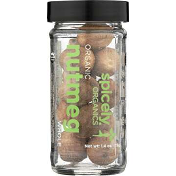 Spicely Organics USDA Certified Organic Nutmeg Whole, No Artificial Colors or Preservatives, Zero Sugar, Vegan Friendly, Kosher, Gluten Free & Non-GMO, 1.4 Ounce (Pack of 3)