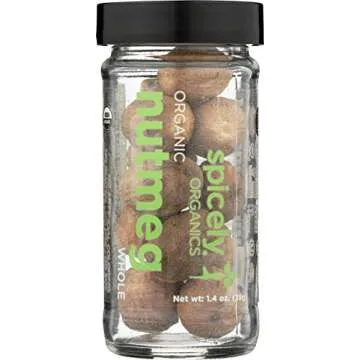 Spicely Organics USDA Certified Organic Nutmeg Whole, No Artificial Colors or Preservatives, Zero Sugar, Vegan Friendly, Kosher, Gluten Free & Non-GMO, 1.4 Ounce (Pack of 3)