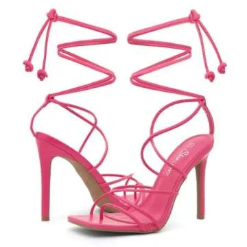 Shoe Land Women's Lace Up Heels for Parties and Weddings