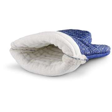 Xlnt Extra Long Oven Mitts (Blue) | Teflon EcoElite Water Repellent | Heat Resistant for Oven Cooking, Grill & BBQ | Non Slip Gloves with Teflon EcoElite Finish, Cotton Lining & Hanging Loop