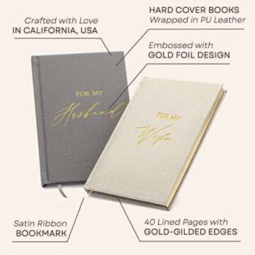 MUUJEE Hard Cover Vow Books (Set of 2) - Foil Embossed Wedding Ceremony Vow Renewal Speech Books, Co...