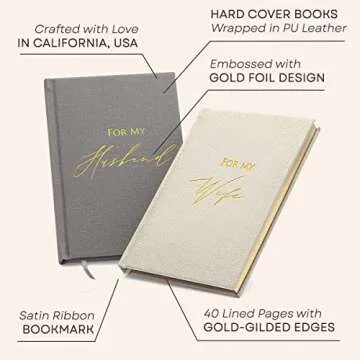 MUUJEE Hard Cover Vow Books (Set of 2) - Foil Embossed Wedding Ceremony Vow Renewal Speech Books, Co...