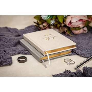 MUUJEE Hard Cover Vow Books (Set of 2) - Foil Embossed Wedding Ceremony Vow Renewal Speech Books, Couple Gifts for Engagement (For My Husband/Wife)