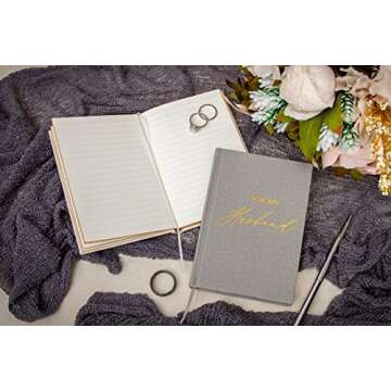 MUUJEE Hard Cover Vow Books (Set of 2) - Foil Embossed Wedding Ceremony Vow Renewal Speech Books, Couple Gifts for Engagement (For My Husband/Wife)