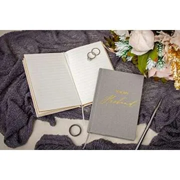MUUJEE Hard Cover Vow Books (Set of 2) - Foil Embossed Wedding Ceremony Vow Renewal Speech Books, Couple Gifts for Engagement (For My Husband/Wife)