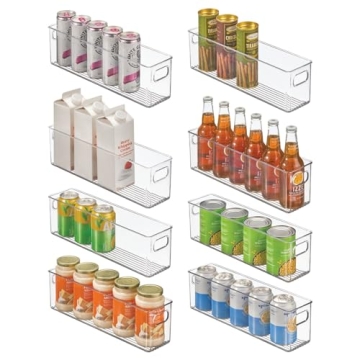 mDesign Clear Plastic Kitchen Organizer Bins - 8 Pack for Easy Storage & Organization