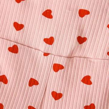 Guodeunh Toddler Baby Girls Bell-Bottoms Jumpsuit Ribbed Sleeveless Spaghetti Straps Romper Heart Print Valentines Outfit (Pink, 18-24 Months)