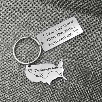 Xiahuyu Long Distance Relationship Gift Keychain I Love You More Than The Miles Between Us Keychain ...