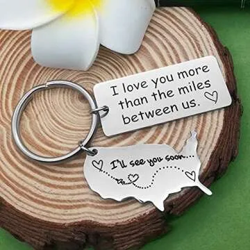 Xiahuyu Long Distance Relationship Gift Keychain I Love You More Than The Miles Between Us Keychain Going Away Gift Girlfriend Boyfriend Gifts Personalized Couples Jewelry Trucker Husband Dad Gifts