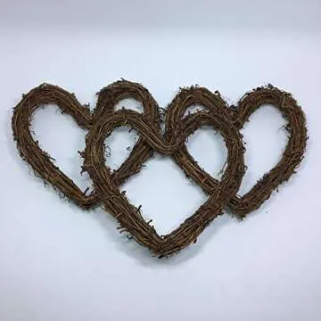 Amyzor Heart Shape Natural Grapevine Wreath Ring DIY Craft Vines Base Grapevine Roll for Rustic Summer Fall Christmas Wreath Door Garland Home Wedding Party Decor Gift Hanging Decor Wreaths Supplies