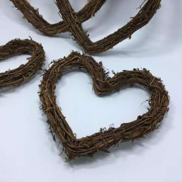 Amyzor Heart Shape Natural Grapevine Wreath Ring DIY Craft Vines Base Grapevine Roll for Rustic Summer Fall Christmas Wreath Door Garland Home Wedding Party Decor Gift Hanging Decor Wreaths Supplies