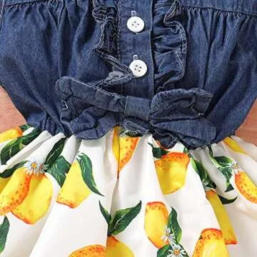 Adorable Denim Sunflower Dresses for Toddler Girls