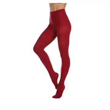 Frola Women's 80 Denier Soft Semi Opaque Solid Color Footed Pantyhose Tights (Large-X-Large, Wine Re...