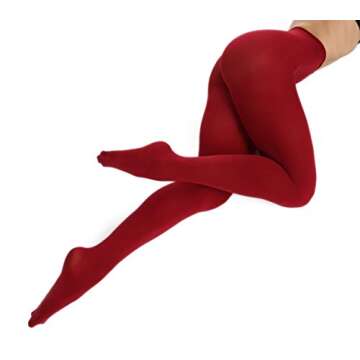 Frola Women's 80 Denier Soft Semi Opaque Solid Color Footed Pantyhose Tights(Large-X-Large,Wine Red)