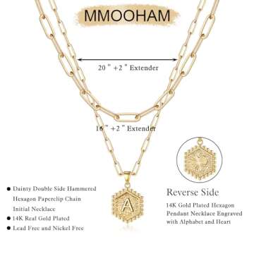 M MOOHAM Dainty Real Gold Necklaces for Women Trendy - Cute Necklaces Dainty Necklaces for Women Letter Necklaces Gold Choker Necklaces Layering Necklaces Set Gold Jewelry Accessories for Women