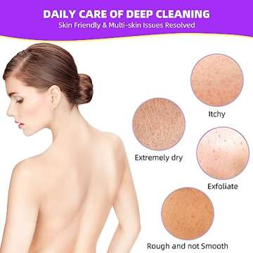 MZD8391 6 Pieces African Exfoliating Net, Nylon Bath Sponge African Net， Exfoliating Body Shower Scrubber, Long Back Scrubber, Daily Skin Smoother (Blue, Yellow, Black, Beige, Purple, Pink)