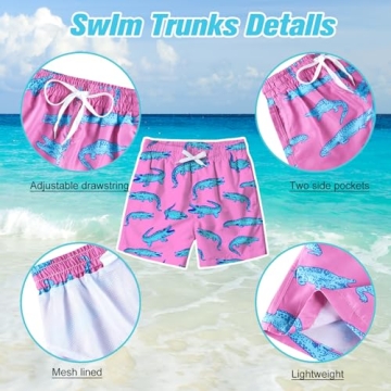 uideazone Boys Swim Trunks with Fun Graphics for Kids