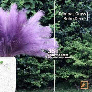 ZIFTY 7-Pcs 38"/3.1FT Faux Pampas Grass Large Tall Fluffy Artificial Fake Flower Boho Decor Bulrush ...