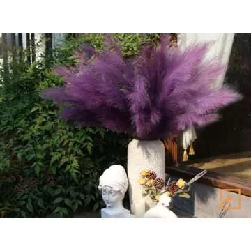 ZIFTY 7-Pcs 38"/3.1FT Faux Pampas Grass Large Tall Fluffy Artificial Fake Flower Boho Decor Bulrush Reed Grass for Vase Filler Farmhouse Home Wedding Decor (Purple)