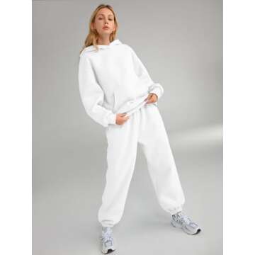 AUTOMET Sweatsuits Women 2 Piece Outfit Lounge Two Piece Sets Fall Fashion 2024 Tracksuits Oversized Sweatshirt and Sweatpants Casual Teen Girls Clothing White M