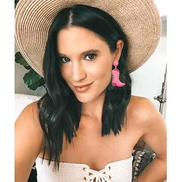 Trendy Beaded Cowboy Boot Earrings for Women