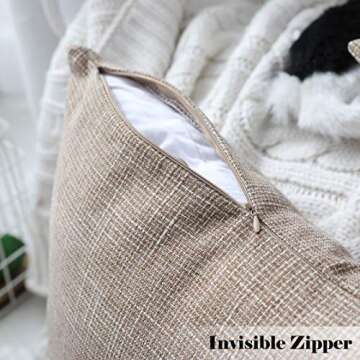 Kevin Textile Decor Burlap Pillow Covers Natural Style Lined Linen Throw Pillow Cases Cushion Cover for Bed/Sofa, 26x26 inch(2 Pieces, Natural Linen)