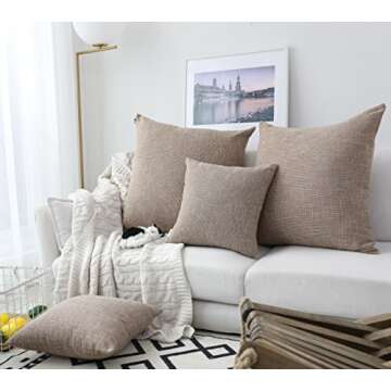 Kevin Textile Decor Burlap Pillow Covers Natural Style Lined Linen Throw Pillow Cases Cushion Cover for Bed/Sofa, 26x26 inch(2 Pieces, Natural Linen)