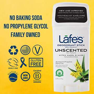 Lafe's Natural Unscented Deodorant Stick | No Toxins, 24-Hour Protection