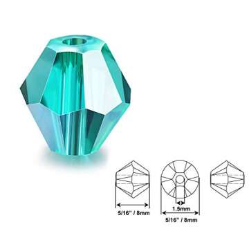 SROMAY 200Pcs 8mm Bicone Crystal Glass Beads for Jewelry Making Assorted AB Color Faceted Spacer Beads with Container Box