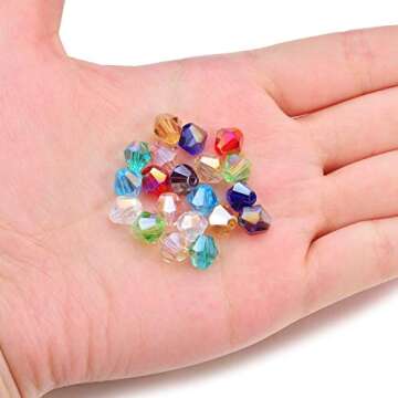 SROMAY 200Pcs 8mm Bicone Crystal Glass Beads for Jewelry Making Assorted AB Color Faceted Spacer Beads with Container Box
