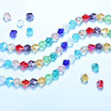 SROMAY 200Pcs 8mm Bicone Crystal Glass Beads for Jewelry Making Assorted AB Color Faceted Spacer Beads with Container Box