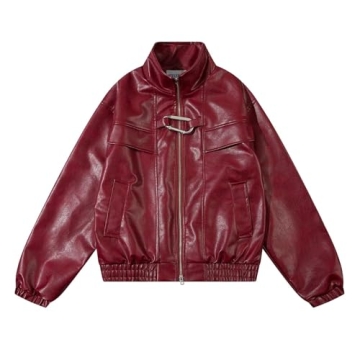 Aelfric Eden Women's Faux Leather Motorcycle Jacket - 2024 Trendy Winter Bomber