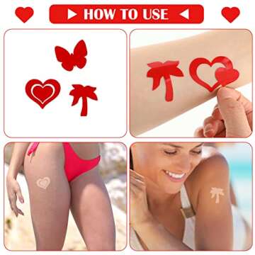 210 Pieces Tanning Sunbathing Stickers Body Stickers for Tanning Self Adhesive Tanning Stickers Heart Lips Tan Stickers Cherry Tree Sticker Tattoos for Tanning Beds Tanning Salon Supplies, 7 Styles